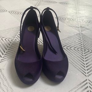 Melissa Patchouli Purple Velvet Wedges